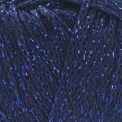 YarnArt Elegance Sparkly Garn – Metallische Baumwollmischung, feiner Sport zum Stricken & Häkeln, leichtes Garn für Schals und Pullover, 5 Stück, je 50 g (130 m), Marineblau - (5, 105) von Yarn Art