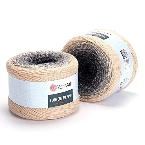 YarnArt Flowers 553 Merinowolle, Acrylgarn, Strickgarn, flauschiges Texturgarn mit warmen und Regenbogenfarben, für Herbst und Winter, leicht, 225 g, 1 Stück von Yarn Art