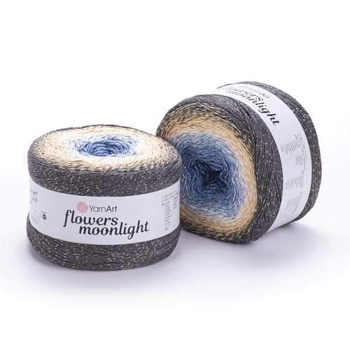 YarnArt Flowers Moonlight 3287 Baumwoll-Acrylgarn mit Farbverlauf und metallischem Lurex, 250 g, 1000 Meter, glänzendes, mehrfarbiges Garn zum Häkeln, Stricken, für Schals und DIY-Projekte YarnArt Flowers Moonlight 3287 Baumwoll-Acrylgarn mit Farbverlauf und metallischem Lurex, 250 g, 1000 Meter, glänzendes, mehrfarbiges Garn zum Häkeln, Stricken, für Schals und DIY-Projekte von Yarn Art