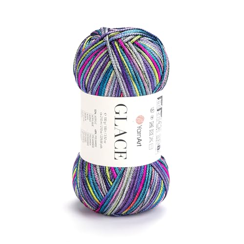 YarnArt Glace Garn, 52 % Acryl, 48 % Polyamid, leichtes Strick- und Häkelgarn, 100 g, 210 m, weich, langlebig, glänzende Oberfläche für Kleidungsstücke und Accessoires (7203) von Yarn Art