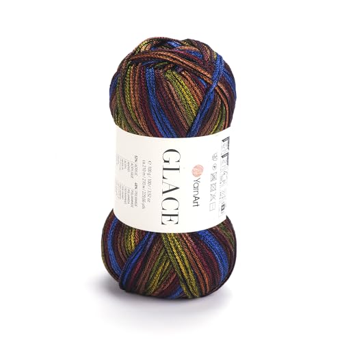 YarnArt Glace Garn, 52 % Acryl, 48 % Polyamid, leichtes Strick- und Häkelgarn, 100 g, 210 m, weich, langlebig, glänzende Oberfläche für Kleidungsstücke und Accessoires (7206) von Yarn Art