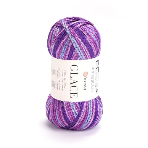 YarnArt Glace Garn, 52 % Acryl, 48 % Polyamid, leichtes Strick- und Häkelgarn, 100 g, 210 m, weich, langlebig, glänzende Oberfläche für Kleidungsstücke und Accessoires (7207) von Yarn Art