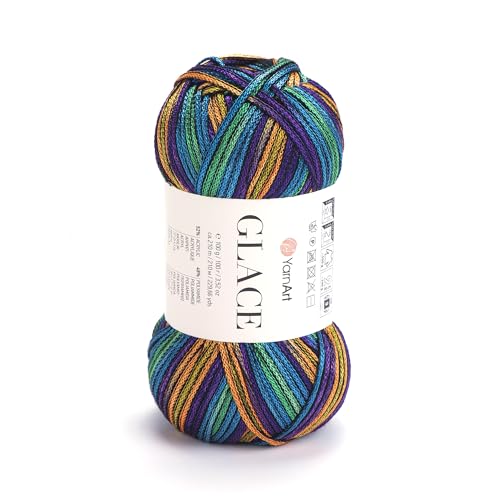 YarnArt Glace Garn, 52 % Acryl, 48 % Polyamid, leichtes Strick- und Häkelgarn, 100 g, 210 m, weich, langlebig, glänzende Oberfläche für Kleidungsstücke und Accessoires (7208) von Yarn Art