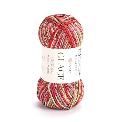 YarnArt Glace Garn, 52 % Acryl, 48 % Polyamid, leichtes Strick- und Häkelgarn, 100 g, 210 m, weich, langlebig, glänzende Oberfläche für Kleidungsstücke und Accessoires (7210) von Yarn Art