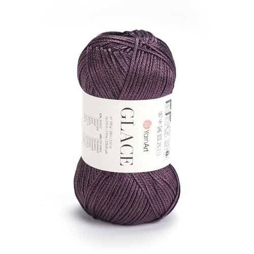 YarnArt Glace Garn, 52 % Acryl, 48 % Polyamid, leichtes Strick- und Häkelgarn, 100 g, 210 m, weich, langlebig, glänzende Oberfläche für Kleidungsstücke und Accessoires (7302) von Yarn Art