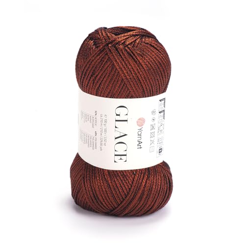 YarnArt Glace Garn, 52 % Acryl, 48 % Polyamid, leichtes Strick- und Häkelgarn, 100 g, 210 m, weich, langlebig, glänzende Oberfläche für Kleidungsstücke und Accessoires (7303) von Yarn Art