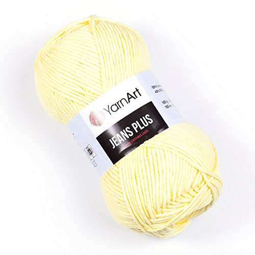 YarnArt Jeans Plus Garn, Baumwollmischgarn, Stricken und Häkeln, weiches Babygarn, 55 % Baumwolle, 45 % Acryl, 100 g, 160 m, Garngewicht: 4, (1 Knäuel) (67) von Yarn Art