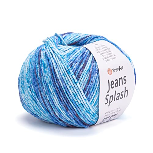 YarnArt Jeans Splash - buntes Sportgarn 55% Baumwolle 45% Acryl 1 Knäuel 50 gr 174 Yds Baumwollgarn Strickgarn weiches Garn Amigurumi Baumwollgarn (944) von Yarn Art