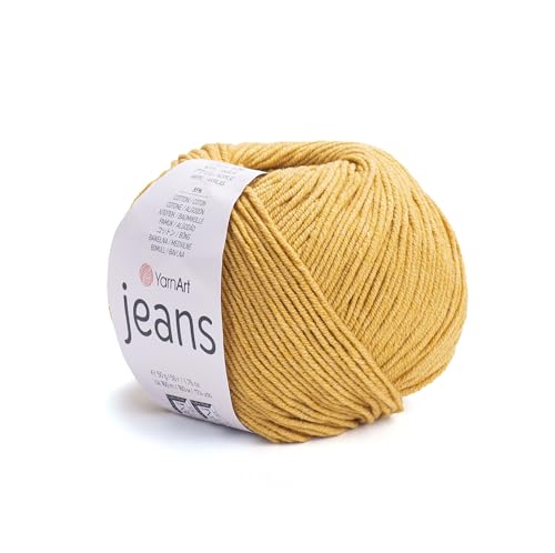 YarnArt Jeans-Sportgarn, 55 % Baumwolle, 45 % Acryl, 1 Knäuel, 50 g, 174 m, Baumwollgarn, Strickgarn, weiches Garn, Amigurumi-Baumwollgarn (84) von Yarn Art