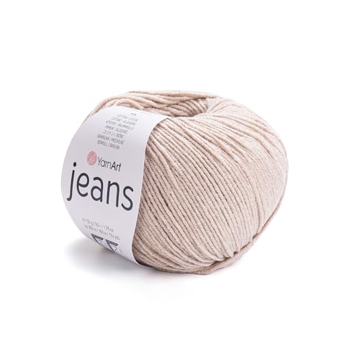 YarnArt Jeans-Sportgarn, 55 % Baumwolle, 45 % Acryl, 1 Knäuel, 50 g, weiches Baumwollgarn zum Stricken und Amigurumi YarnArt Jeans-Sportgarn, 55 % Baumwolle, 45 % Acryl, 1 Knäuel, 50 g, weiches Baumwollgarn zum Stricken und Amigurumi von Yarn Art