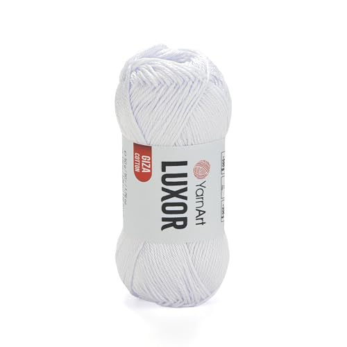 YarnArt Luxor Merzerisiertes Baumwollgarn, 100 % Gizeh-Baumwolle, glatte Textur, 50 g, 125 m, leichtes Garn für Sommerprojekte, Amigurumi, Babyartikel und Zubehör (1200) von Yarn Art
