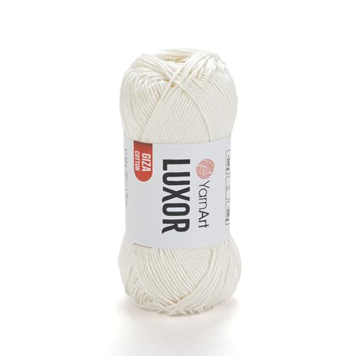 YarnArt Luxor Merzerisiertes Baumwollgarn, 100 % Gizeh-Baumwolle, glatte Textur, 50 g, 125 m, leichtes Garn für Sommerprojekte, Amigurumi, Babyartikel und Zubehör (1201) von Yarn Art