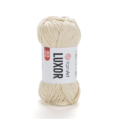YarnArt Luxor Merzerisiertes Baumwollgarn, 100 % Gizeh-Baumwolle, glatte Textur, 50 g, 125 m, leichtes Garn für Sommerprojekte, Amigurumi, Babyartikel und Zubehör (1202) von Yarn Art