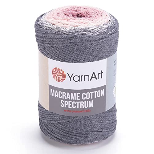 YarnArt Makramee-Baumwoll-Makramee-Schnur, 250 g, 250 m, 80% Baumwolle, Makramee-Seil, mehrfarbiges Makramee, buntes Makramee-Garn, Gewicht Kammgarn – Aran (4) (1306) von Yarn Art