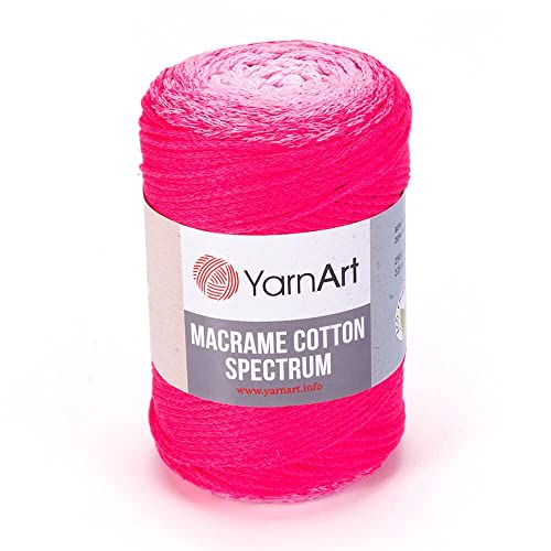 YarnArt Makramee-Baumwoll-Spektrum, Makramee-Schnur, 250 g, 246 m, 80 % Baumwolle, Makramee-Seil, mehrfarbig, Makramee-Garn, Gewicht Kammgarn – Aran(4) (1311) von Yarn Art