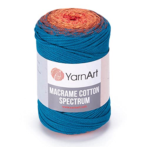 YarnArt Makramee-Baumwoll-Spektrum, Makramee-Schnur, 250 g, 246 m, 80 % Baumwolle, Makramee-Seil, mehrfarbig, Makramee-Garn, Gewicht Kammgarn – Aran(4) (1317) von Yarn Art