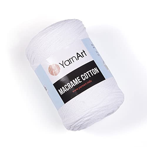 YarnArt Makramee-Baumwolle, harmonische Farben, einzigartiges Makramee-Handwerk, 250 g, 80 % Baumwolle, Makramee-Garn, Gewicht M (751-Weiß) von Yarn Art
