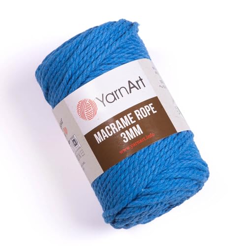 YarnArt Makramee-Baumwollseil, 3 mm, gedrehtes Makramee-Baumwollgarn, einzigartig, 250 g, 60 % Baumwolle, 40 % Viskose, Makramee-Garn S Bulky-6 (786) von Yarn Art