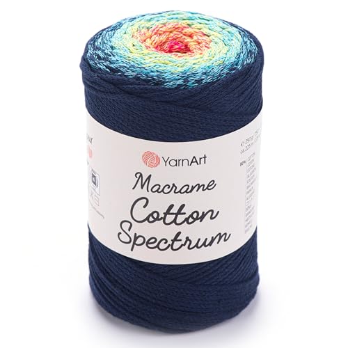YarnArt Makramee-Garn, Baumwolle, 250 g, 250 m, 80% Baumwolle, mehrfarbig, Makramee, Aran (4) (1318) von Yarn Art