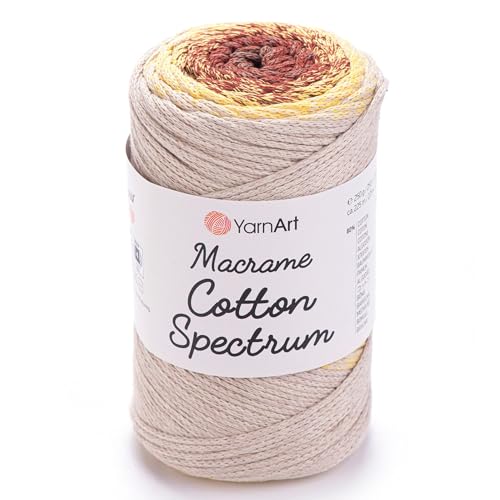 YarnArt Makramee-Makramee-Seil, Baumwolle, 250 g, 250 m, 80 % Baumwolle, mehrfarbiges Makramee-Garn, Gewicht Kammgarn, Aran (4) (1325) von Yarn Art