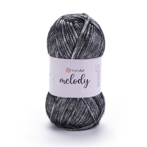 YarnArt Melody 887 bunte Kettenkette, metallische Glanzfaser zum Stricken, Häkeln und Sticken, 100 g Knäuel, 230 m, Premium-Mischung aus 70 % Polyamid, 21 % Acryl, 9 % Wolle von Yarn Art