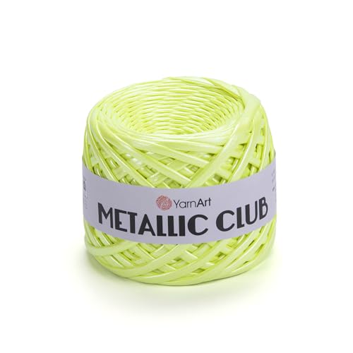 YarnArt Metallic Club Garn, super sperriges T-Shirt-Garn, 100 % Polyester, 180 g, 60 Yrds / 55 m, glänzende Farben, Handtaschengarn, Teppich, schickes Nacht-Bah-Garn, Häkeltaschengarn (8122) von Yarn Art