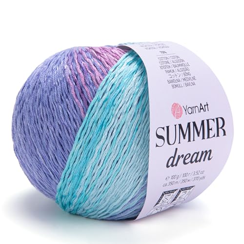 YarnArt Summer Dream 4302 Baumwollmischgewebe, 96 g, 380 m, Regenbogen-Garn für alle Jahreszeiten, geeignet zum Stricken von Blusen, Schals, Schals und Pullovern, fein 2 von Yarn Art