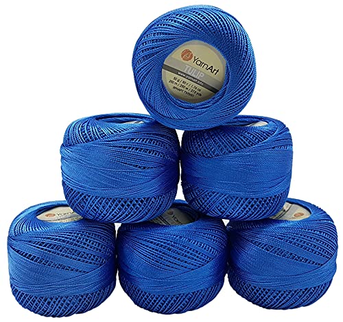 YarnArt Tulip 6 x 50 gr. Paket, Seide Mikrofaser Satin Garn Brillante Glänzend (Blau 464) von Yarn Art