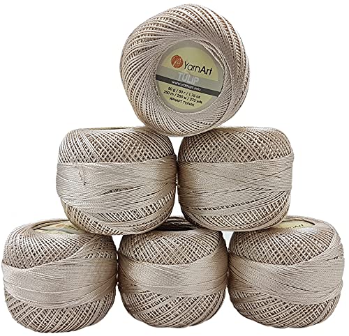 YarnArt Tulip 6 x 50 gr. Paket, Seide Mikrofaser Satin Garn Brillante Glänzend (Natur 404) von Yarn Art