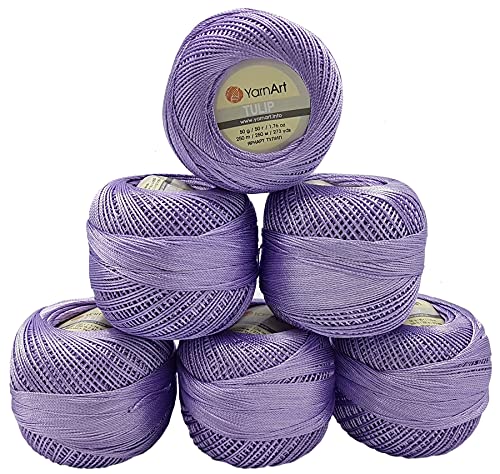 YarnArt Tulip 6 x 50 gr. Paket, Seide Garn Mikrofaser Garn Satin Garn Seide brillante Garn glänzend Garn (Violett 413) von Yarn Art