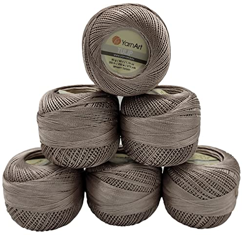 YarnArt Tulip 6 x 50 gr. Paket Seide Garn Mikrofaser, Satin Garn glänzend (sand 406) von Yarn Art
