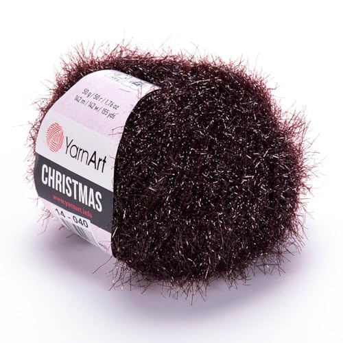 Yarnart Christmas Fantasy Sparkly Strickgarn, metallisch, funkelnd, glänzend, Wimpern, 100 % Polyamid, 50 g, 155 Yds, 50 g, Amigurumi-Garn (14) von Yarn Art