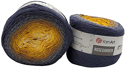 Yarnart Rosegarden, 500 Gramm Bobbel Wolle Farbverlauf, 100% Baumwolle, Bobble Strickwolle Mehrfarbig (grau ocker weiss 326) von Yarn Art