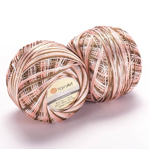 Yarnart Tulip Garn aus 100 % Mikrofaser, weich, langlebig, Mehrzweck-Nähgarn, ideal zum Sticken und Basteln, 50 g – 250 m, buntes Pastellgarn (460) von Yarn Art