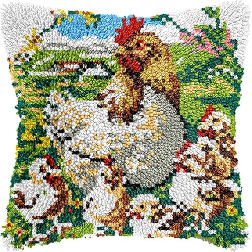 YarnAdventures Bauernhoflandschaft Knüpfkissen für Kinder Erwachsene,Henne und Küken,Kissenbezug Knüpfteppich Zum Selber Knüpfen DIY Kissen Latch Hook Kit,17x17in YarnAdventures Bauernhoflandschaft Knüpfkissen für Kinder Erwachsene,Henne und Küken,Kissenbezug Knüpfteppich Zum Selber Knüpfen DIY Kissen Latch Hook Kit,17x17in von YarnAdventures