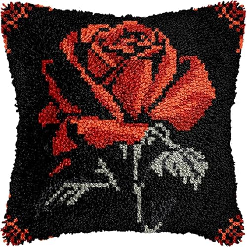 YarnAdventures Blumen Knüpfhaken Kissen Kits für Anfänger Erwachsene,Eine rote Rose,Knüpfteppich Zum Selber Knüpf-Sets DIY Latch Hook Cushion,Bastelsets,Heimdekoration,43x43cm YarnAdventures Blumen Knüpfhaken Kissen Kits für Anfänger Erwachsene,Eine rote Rose,Knüpfteppich Zum Selber Knüpf-Sets DIY Latch Hook Cushion,Bastelsets,Heimdekoration,43x43cm von YarnAdventures