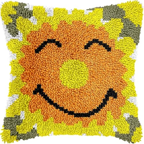 YarnAdventures Cartoon-Muster Knüpfkissen Zum Selber Knüpfen Set,Sonne-Smiley-Gesicht,Knüpfpackung für Kinder & Erwachsene Kissenbezug Knüpfkissen DIY Latch Hook Cushion,17x17in YarnAdventures Cartoon-Muster Knüpfkissen Zum Selber Knüpfen Set,Sonne-Smiley-Gesicht,Knüpfpackung für Kinder & Erwachsene Kissenbezug Knüpfkissen DIY Latch Hook Cushion,17x17in von YarnAdventures