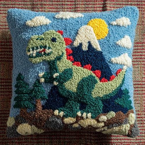 YarnAdventures Cartoon-Tiere DIY Knüpfhaken Kissenbezug Stickerei Set,Niedlicher grüner Dinosaurier,Deko Kissenbezug,Kreativ Knüpfset Latch Hook Kit für Kinder und Erwachsene Geschenke,17x17in YarnAdventures Cartoon-Tiere DIY Knüpfhaken Kissenbezug Stickerei Set,Niedlicher grüner Dinosaurier,Deko Kissenbezug,Kreativ Knüpfset Latch Hook Kit für Kinder und Erwachsene Geschenke,17x17in von YarnAdventures