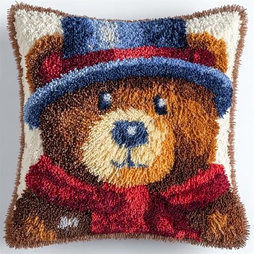YarnAdventures Cartoon-Tiere Knüpfhaken-Set,Kissenbezug,Stickerei,Braunbär und Liebe,Teppich-Set,Nadelarbeit,Kissenbezug,Sofakissenbezug,Bastelset,43x43cm YarnAdventures Cartoon-Tiere Knüpfhaken-Set,Kissenbezug,Stickerei,Braunbär und Liebe,Teppich-Set,Nadelarbeit,Kissenbezug,Sofakissenbezug,Bastelset,43x43cm von YarnAdventures