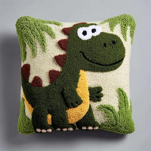YarnAdventures Cartoon-Tiere Knüpfkissen Zum Selber Knüpfen,Niedlicher grüner Dinosaurier,Kissen Hülle Sofakissenbezug,Knüpfkissen Set für Kinder Erwachsene,Heimdekoration,17x17in YarnAdventures Cartoon-Tiere Knüpfkissen Zum Selber Knüpfen,Niedlicher grüner Dinosaurier,Kissen Hülle Sofakissenbezug,Knüpfkissen Set für Kinder Erwachsene,Heimdekoration,17x17in von YarnAdventures