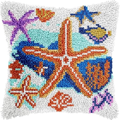 YarnAdventures DIY Knüpfhaken Kissenbezug Stickerei Set,Seesternschalen,Deko Kissenbezug,Kreativ Knüpfset Latch Hook Kit für Kinder und Erwachsene Geschenke,17x17in YarnAdventures DIY Knüpfhaken Kissenbezug Stickerei Set,Seesternschalen,Deko Kissenbezug,Kreativ Knüpfset Latch Hook Kit für Kinder und Erwachsene Geschenke,17x17in von YarnAdventures