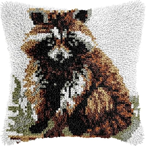 YarnAdventures DIY Knüpfhaken Kissenbezug Stickerei Set,Tier Waschbär,Deko Kissenbezug,Kreativ Knüpfset Latch Hook Kit für Kinder und Erwachsene Geschenke,17x17in YarnAdventures DIY Knüpfhaken Kissenbezug Stickerei Set,Tier Waschbär,Deko Kissenbezug,Kreativ Knüpfset Latch Hook Kit für Kinder und Erwachsene Geschenke,17x17in von YarnAdventures