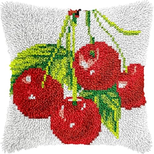 YarnAdventures DIY Knüpfhaken-Set,Kissenbezug,Fruchtkirsche,Latch Hook Kissen Kit,Knüpfkissen Set zum Selber Knüpfen,Knüpfteppich Knüpfpackung,17x17in YarnAdventures DIY Knüpfhaken-Set,Kissenbezug,Fruchtkirsche,Latch Hook Kissen Kit,Knüpfkissen Set zum Selber Knüpfen,Knüpfteppich Knüpfpackung,17x17in von YarnAdventures