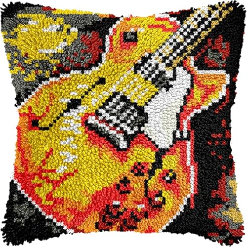 YarnAdventures DIY Knüpfhaken-Set,Kissenbezug,Musikgitarre,Latch Hook Kissen Kit,Knüpfkissen Set zum Selber Knüpfen,Knüpfteppich Knüpfpackung,17x17in YarnAdventures DIY Knüpfhaken-Set,Kissenbezug,Musikgitarre,Latch Hook Kissen Kit,Knüpfkissen Set zum Selber Knüpfen,Knüpfteppich Knüpfpackung,17x17in von YarnAdventures