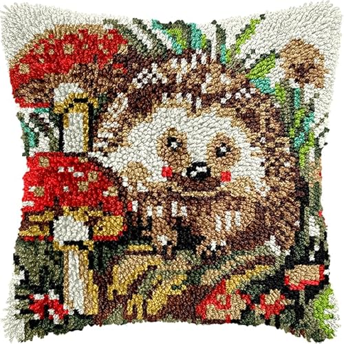 YarnAdventures DIY Knüpfhaken-Set,Kissenbezug,Tier Igel und Pilze,Latch Hook Kissen Kit,Knüpfkissen Set zum Selber Knüpfen,Knüpfteppich Knüpfpackung,17x17in YarnAdventures DIY Knüpfhaken-Set,Kissenbezug,Tier Igel und Pilze,Latch Hook Kissen Kit,Knüpfkissen Set zum Selber Knüpfen,Knüpfteppich Knüpfpackung,17x17in von YarnAdventures