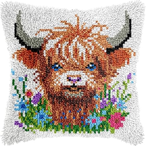 YarnAdventures DIY Knüpfkissen Zum Selber Knüpfen Set,Tierisches Hochlandrind,Knüpfhaken-Set Kissenbezug Knüpfteppiche Kissen Knüpfen Für Kinder Und Erwachsene,17x17in YarnAdventures DIY Knüpfkissen Zum Selber Knüpfen Set,Tierisches Hochlandrind,Knüpfhaken-Set Kissenbezug Knüpfteppiche Kissen Knüpfen Für Kinder Und Erwachsene,17x17in von YarnAdventures