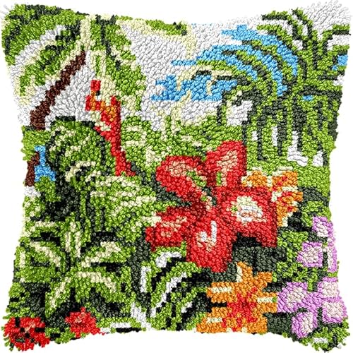 YarnAdventures DIY Knüpfkissen Zum Selber Knüpfen Set,Tropische Blumen und Blätter,Latch Hook Kit Handgemachte Geschenke Für Kinder Und Erwachsene,Heimdekoration,43x43cm YarnAdventures DIY Knüpfkissen Zum Selber Knüpfen Set,Tropische Blumen und Blätter,Latch Hook Kit Handgemachte Geschenke Für Kinder Und Erwachsene,Heimdekoration,43x43cm von YarnAdventures