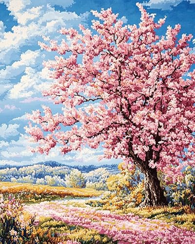 YarnAdventures Frühlingslandschaft Kreuzstich Set Vorgedruckt,Rosa Kirschblütenwald,11CT Sticken Set Erwachsene,40x50 cm,Stickbilder Kreuzstich für Wandkunst und Heimdekoration YarnAdventures Frühlingslandschaft Kreuzstich Set Vorgedruckt,Rosa Kirschblütenwald,11CT Sticken Set Erwachsene,40x50 cm,Stickbilder Kreuzstich für Wandkunst und Heimdekoration von YarnAdventures