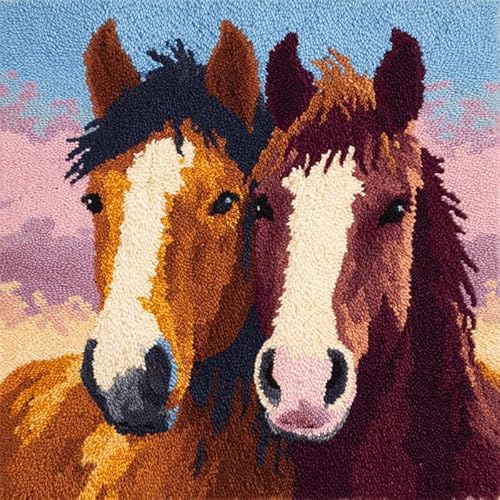 YarnAdventures Kissenbezug Knüpfset,Tier Paar Pferd,Knüpfkissen Set,Knüpfteppich Zum Selber Knüpf-Sets,DIY Knüpfteppich Knüpfpackung,Latch Hook Kits,43x43cm YarnAdventures Kissenbezug Knüpfset,Tier Paar Pferd,Knüpfkissen Set,Knüpfteppich Zum Selber Knüpf-Sets,DIY Knüpfteppich Knüpfpackung,Latch Hook Kits,43x43cm von YarnAdventures