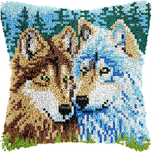 YarnAdventures Kissenbezug Knüpfset,Tiere zwei Wölfe,Knüpfkissen Set,Knüpfteppich Zum Selber Knüpf-Sets,DIY Knüpfteppich Knüpfpackung,Latch Hook Kits,43x43cm YarnAdventures Kissenbezug Knüpfset,Tiere zwei Wölfe,Knüpfkissen Set,Knüpfteppich Zum Selber Knüpf-Sets,DIY Knüpfteppich Knüpfpackung,Latch Hook Kits,43x43cm von YarnAdventures